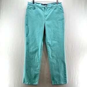 Gloria Vanderbilt Amanda Straight Jeans Women 12 Mid Rise Stretch Denim Aqua Sky